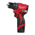 Milwaukee M12 be&scaron;epetis akumuliatorinis gręžtuvas M12 BLDDRC-202C, 2x 2,0 Ah ir įkroviklis dėkle