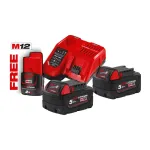 Akumuliatorių ir įkroviklio rinkinys Milwaukee M18 NRG-502, 18 V, 2 x 5 Ah, 1 x 2 Ah (12 V)