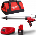 Akumuliatorinio sandarinimo pistoleto Milwaukee M12 PCG/600-12L rinkinys, 12 V, 600 ml, 1 x 2 Ah + įkroviklis