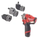Akumuliatorinio smūginio gręžtuvo Milwaukee M12 FPDXKIT-202X rinkinys, 12 V, 2 x 2 Ah, įkroviklis, lagaminas + 3 griebtuvai