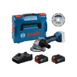 Bosch kampinis &scaron;lifuoklis GWS 18V-8, 2&times; 4,0 Ah, su lagaminu