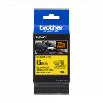 Brother TZe FX611 laminuota elastinė juostelė 6 mm geltona/juodas tekstas