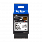 Brother TZe FX211 laminuota elastinė juostelė 6 mm balta/juodas tekstas