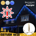 100 LED profesionali lauko girlianda varvekliai Brosberg Prolight CL8 Flash, mėlynos spalvos &scaron;viesa (Prekė su defektu 9902906)