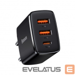 Adapteriai Baseus Baseus Compact fast charger 2x USB / USB Type C 30W 3A Power Delivery Quick Charge black (CCXJ-E01)