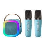 Mini ne&scaron;iojama karaoke kolonėlė su dviem mikrofonais