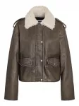 NOISY MAY - Žieminė moteri&scaron;ka striukė, NMSHELLY TEDDY COLLAR PU JACKET