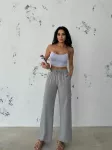 OZY FASHION - Moteri&scaron;kos plačios kelnės su linu