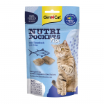 GimCat Nutri Pockets Tuna & Vitamins tra&scaron;kūs skanėstai katėms su įdaru, vieno baltymo sudėtis, 60 g