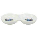 Trixie dvigubas keramikinis dubenėlis katėms, baltas su dizainu