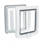 Trixie 4 krypčių durų landa su tuneliu augintiniams, įmontuojama duryse arba sienoje, XXL dydžio, baltos spalvos