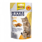 GimCat Nutri Pockets Cheese & Taurine tra&scaron;kūs skanėstai katėms su įdaru, palaiko regėjimą ir normalią &scaron;irdies funkciją, 60 g