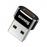 Baseus Mini Type-C female to USB male 5A Adapter Converter, Black - adapteris