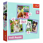 3 dėlionių rinkinys &bdquo;&Scaron;uniukai&ldquo; 20+36+50 det. Trefl