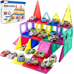 Magnetinis konstruktorius su ma&scaron;inėlėmis &bdquo;Magnetic Blocks&rdquo;, 68 detalių