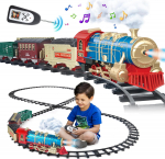 Žaislinis traukinys su pulteliu, dūmų efektu ir trasa &bdquo;Classical train&rdquo;
