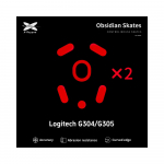 X-Raypad Obsidian Mouse Feet | Red, x2, Logitech G304 & G305