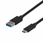 Deltaco USB 3.1 Gen1 Type-A / Type-C Laidas | Black, 1m