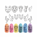 Vandeniniai lipdukai nagams "Animals"