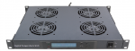 Ventiliatorių blokas 19" spintai 1U LK-DTU-002 (juodas, 4 ventiliatoriai, su termostatu, LCD, 483x328x44 mm)