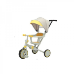 Triratis TRIKE FIX V4 vaikams geltonai pilkas su baldakimu