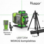 Huepar automatinis lazerinis nivelyras W04CG+ Lazerinis imtuvas LR8RG + Trikojis TPD16