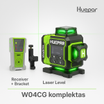 Huepar automatinis lazerinis nivelyras W04CG+ Lazerinis imtuvas LR8RG