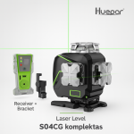 Huepar automatinis lazerinis nivelyras S04CG + Lazerinis imtuvas LR8RG