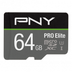 PNY 64GB microSDXC Pro Elite + Adapteris (100MB/s, Class 10, U3, V30)