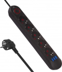Maclean Power strip MCE395 B 5 sockets 3xUSB, 110-240V AC 50/60Hz, 2.1A max 2500W, black