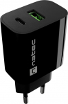 Natec WALL CHARGER NATEC RIBERA 1X USB-A + 1X USB-C 20W BLACK