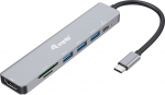Equip USB-C 7 in 1 Multifunctional Adapter, HDMI 4K/60Hz, USB 3.2 Gen1 x 3 , TF/MICRO SD, 100W USB PD