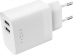 Fixed Dual USB Travel Charger 17W, White | Fixed