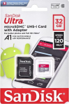 Sandisk Atminties kortelė SanDisk Ultra, 32 GB, 120 Mb/s - 10 Mb/s
