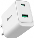 Sponge Adapteris Sponge C3 65W GaN, USB-C/USB-A, balta