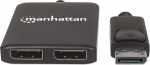 Manhattan DisplayPort 1.2 to 2-Port DisplayPort 1.2 Splitter Hub with MST, 4K@30Hz, USB-A Powered, Video Wall Function, Black, MST = Multi-Stream Transport, 3 Year Warranty