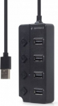 Gembird HUB USB 2.0 black 4 ports with switches