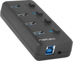 Natec USB Hub 4 Mantis 2 USB 3.0 ports with switch + power supply