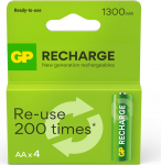 Gp Batteries GP - Recharge Rechargeable Battery, Size AA, 1300 mAh, 4-pack