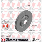 Stabdžių diskas ZIMMERMANN 230.2366.20
