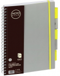 Bloknotas NOTOBOOK, Grand, A4, langeliais, 100 lapų, 80gsm, su spirale &scaron;one, pilkos sp. plastikinis vir&scaron;elis