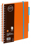 Bloknotas NOTOBOOK, Grand, A5, langeliais, 100 lapų, 80gsm, su spirale &scaron;one, oranžinės sp. plastikinis vir&scaron;elis