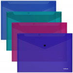 Plastikinis vokas su spaustuku GLOSSY VIVID, ErichKrause, A4, 180mkr, permatomas, 4 sp.