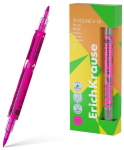 Dvipusis teksto žymeklis VISIOLINE V-16 BRUSH NEON, ErichKrause, 0.5-3.5mm, rožinės sp.