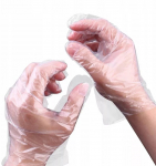 Vienkartinės polietileninės (HDPE) pir&scaron;tinės PLAST, skaidrios, L dydis, 100 vnt.