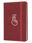 Užra&scaron;ų knyga HEART, Optima, A5, 128 lapai, 70gsm, langeliais, su skirtuku, vokeliu ir gumele, vy&scaron;ninės sp. vir&scaron;elis dengtas tekstile