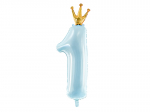 Foil Balloon Number 1 , 37x100 cm, sky-blue