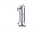 Foil Balloon Number 1 , 35cm, silver