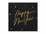 Napkins Happy New Year, black, 33x33cm (1 pkt / 20 pc.)