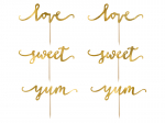 Cupcake toppers Love, gold, 13cm (1 pkt / 6 pc.)